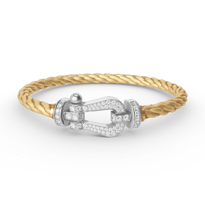[LOXURA]FORCE LARGE HORSESHOE FULL DIAMOND BRACELET SILVER