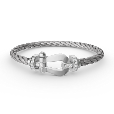 [LOXURA]FORCE LARGE HORSESHOE HALF DIAMOND BRACELET SILVER