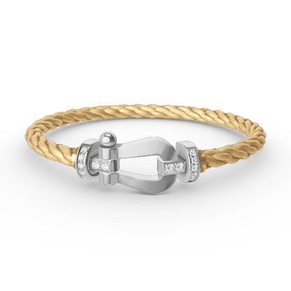 [LOXURA]FORCE LARGE HORSESHOE HALF DIAMOND BRACELET SILVER