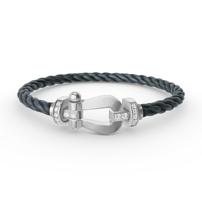 [LOXURA]FORCE LARGE HORSESHOE HALF DIAMOND BRACELET SILVER