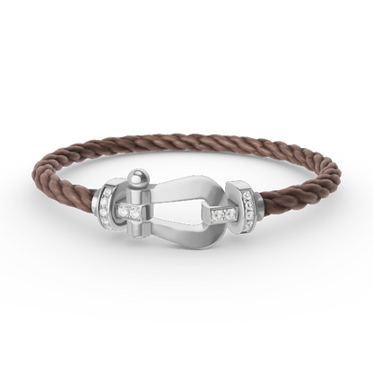 [LOXURA]FORCE LARGE HORSESHOE HALF DIAMOND BRACELET SILVER