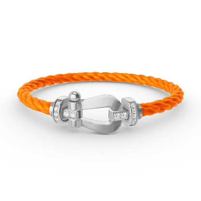 [LOXURA]FORCE LARGE HORSESHOE HALF DIAMOND BRACELET SILVER