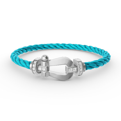 [LOXURA]FORCE LARGE HORSESHOE HALF DIAMOND BRACELET SILVER