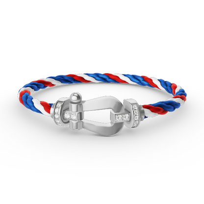 [LOXURA]FORCE LARGE HORSESHOE HALF DIAMOND BRACELET SILVER