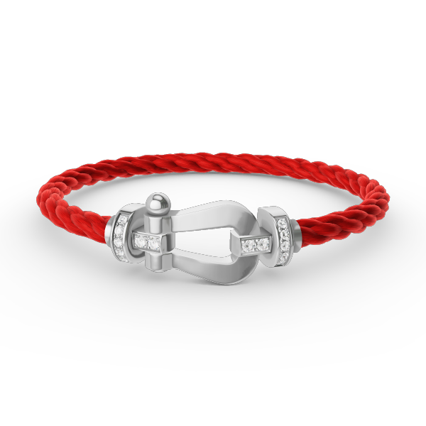 [LOXURA]FORCE LARGE HORSESHOE HALF DIAMOND BRACELET SILVER