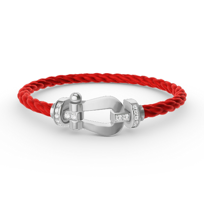 [LOXURA]FORCE LARGE HORSESHOE HALF DIAMOND BRACELET SILVER