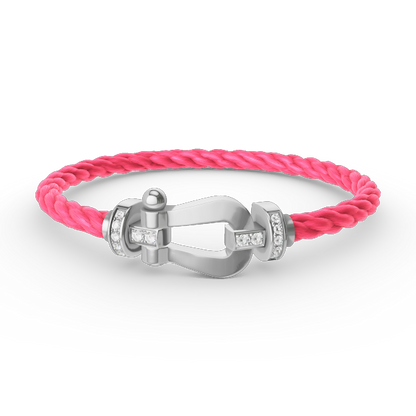 [LOXURA]FORCE LARGE HORSESHOE HALF DIAMOND BRACELET SILVER