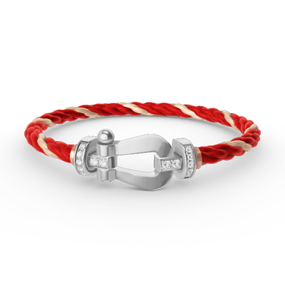 [LOXURA]FORCE LARGE HORSESHOE HALF DIAMOND BRACELET SILVER