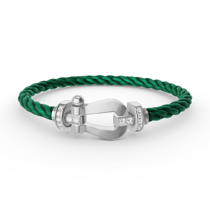 [LOXURA]FORCE LARGE HORSESHOE HALF DIAMOND BRACELET SILVER