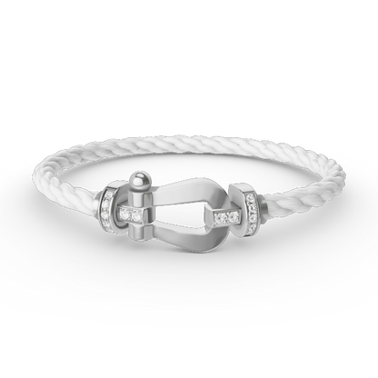 [LOXURA]FORCE LARGE HORSESHOE HALF DIAMOND BRACELET SILVER
