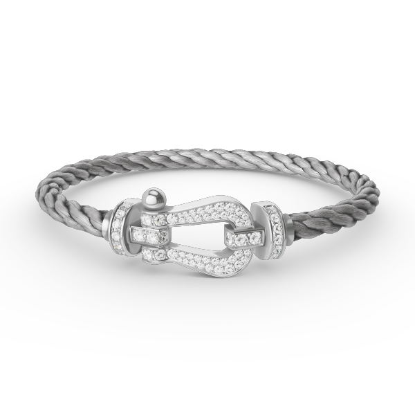 [LOXURA]FORCE LARGE HORSESHOE FULL DIAMOND BRACELET SILVER