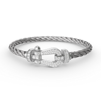[LOXURA]FORCE LARGE HORSESHOE FULL DIAMOND BRACELET SILVER