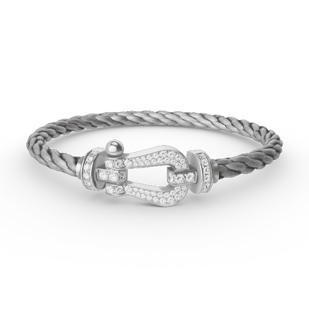 [LOXURA]FORCE LARGE HORSESHOE FULL DIAMOND BRACELET SILVER