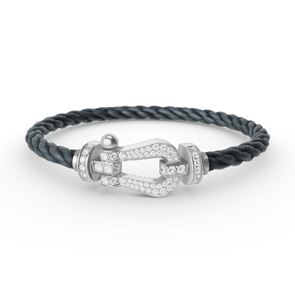[LOXURA]FORCE LARGE HORSESHOE FULL DIAMOND BRACELET SILVER