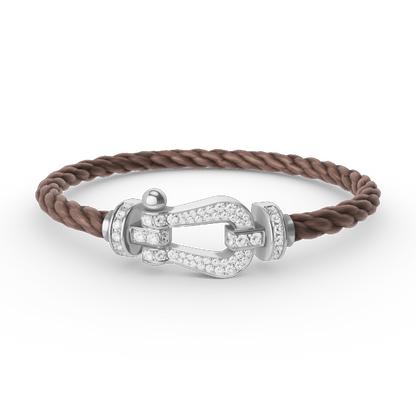 [LOXURA]FORCE LARGE HORSESHOE FULL DIAMOND BRACELET SILVER
