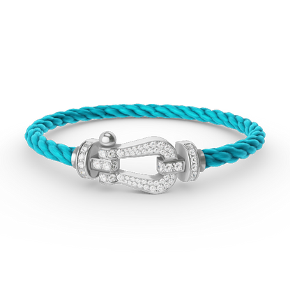 [LOXURA]FORCE LARGE HORSESHOE FULL DIAMOND BRACELET SILVER