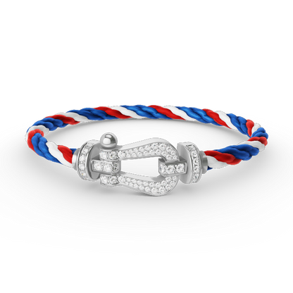 [LOXURA]FORCE LARGE HORSESHOE FULL DIAMOND BRACELET SILVER