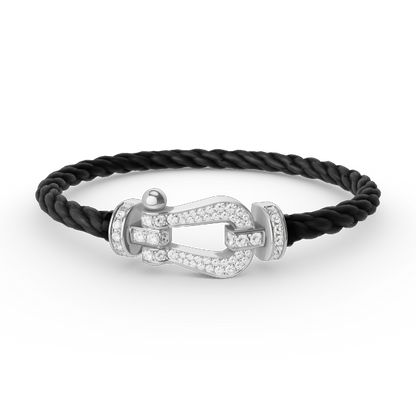 [LOXURA]FORCE LARGE HORSESHOE FULL DIAMOND BRACELET SILVER