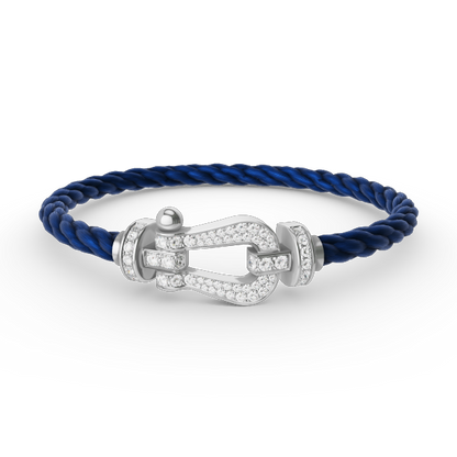 [LOXURA]FORCE LARGE HORSESHOE FULL DIAMOND BRACELET SILVER