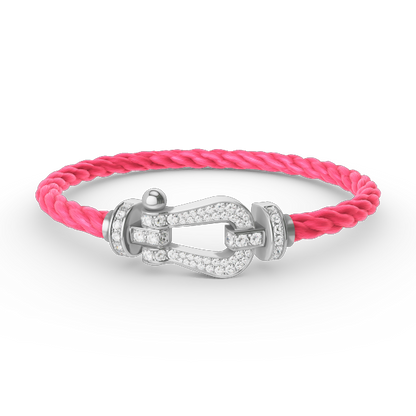 [LOXURA]FORCE LARGE HORSESHOE FULL DIAMOND BRACELET SILVER