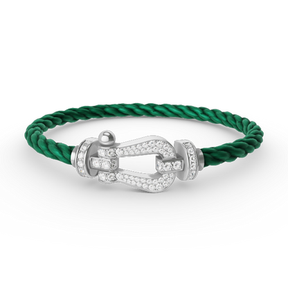 [LOXURA]FORCE LARGE HORSESHOE FULL DIAMOND BRACELET SILVER