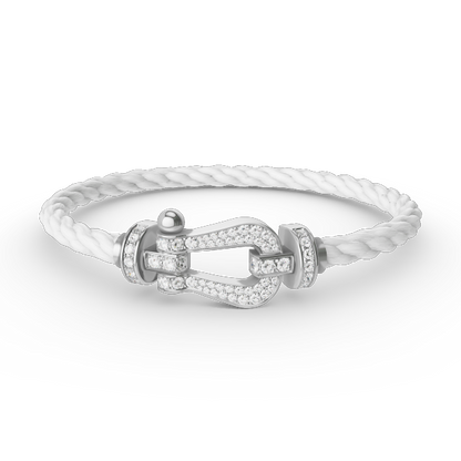 [LOXURA]FORCE LARGE HORSESHOE FULL DIAMOND BRACELET SILVER