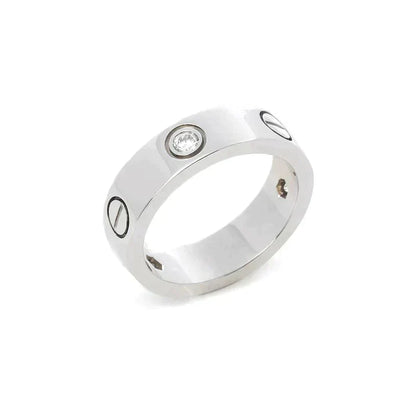 [LOXURA]LOVE RING 5.5MM 3 DIAMONDS SILVER